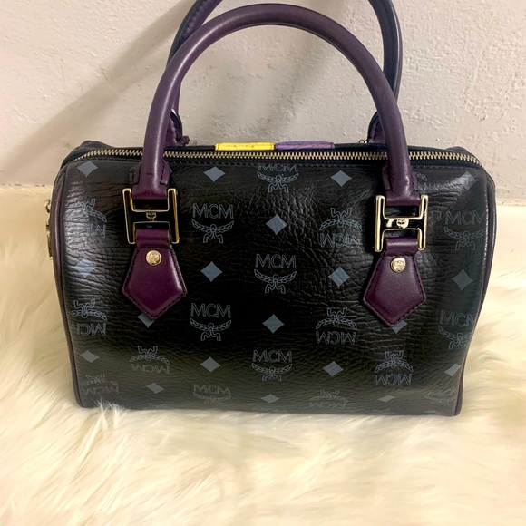 Authentic MCM purple and black satchel - Picture 4 of 14